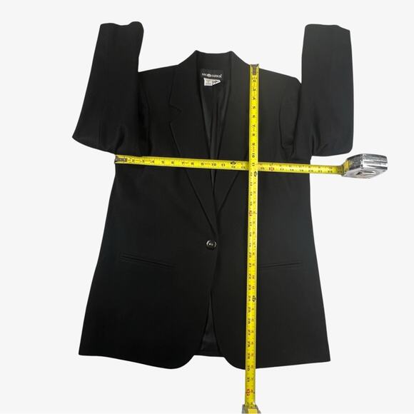 VTG Sag Harbor Womens Wool Blazer Size 10 Black 80s 90s Boxy Grandpa Minimalist - Picture 5 of 9